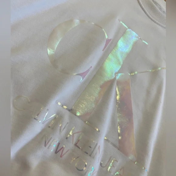 Calvin Klein Holographic print White Jumper - Picture 2 of 3
